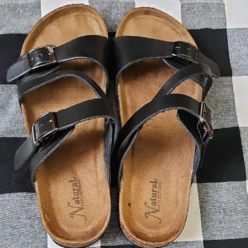 Natural Reflections Black and Brown Sandals